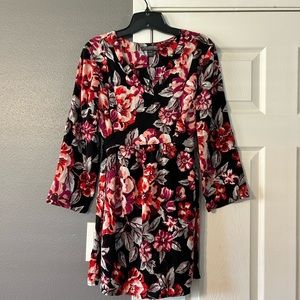 Beautiful Floral on Black Maternity Top